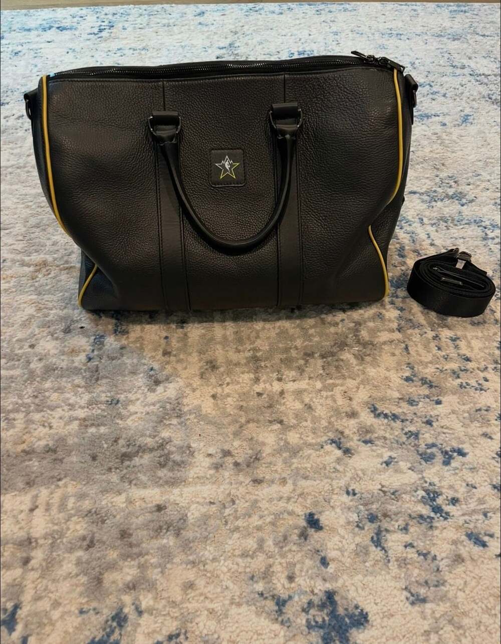 The Heyyman NBA All-Star 2023 Utah Leather Duffle Bag Black Yellow Carry On
